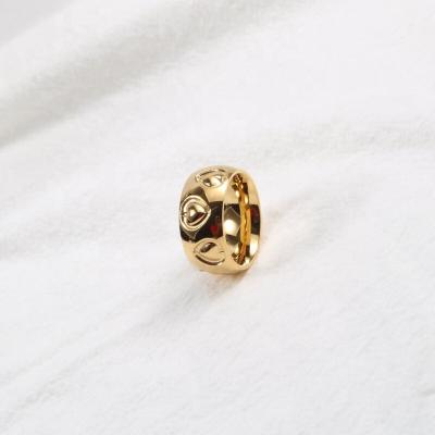 China Nickel-Free Lead-Free Fashion Heart Stamp Ring for Couple Women 18 K PVD Gold Plated Stainless Steel Jewelry Delicate Heart Ring for sale