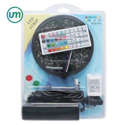 China OFFICE HOME KTV 5m 5050 Smd RGB 300 Blister Kit Pack Led Strip Light With IR Controller Adapter for sale