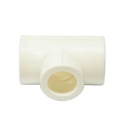 China Hot Selling Easy Installation High Standard Ppr Tee Reduced White Elbows 3 Way Connect Pipe Fitting Reducing Tee for sale