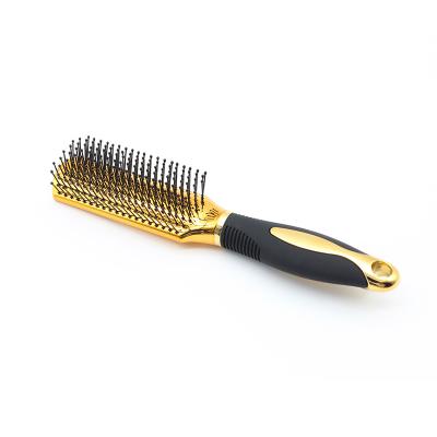 China New Arrived Hairdressing Protection Massage Scalp Gold Handle Air Cushion Flat Brush Smooth Unisex Hair Brush for sale