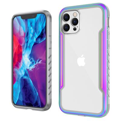 China 100% Eco-friendly 2021 Phone Case Rainbow PC TPU Aluminum Alloy Full Protective Phone Cases For Iphone 12 Mini Pro Pro Max for sale