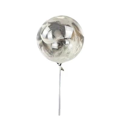 China Party Gift Toy Wholesale 18inch Clear Bubble Bobo Balloons Transparent With Printing Feather for sale