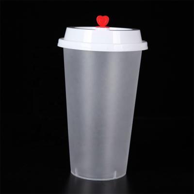 China China 500/700ml Single Wall Disposable Drinking Frosted PP Plastic Cup With Lid for sale