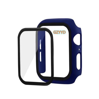 China Case Anti Shock For Apple Watch case Liquid PC With Tempered Glass Protection for iwatch 40 44 mm cover case for sale