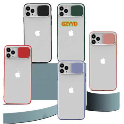 China Shockproof Case Lens Protector Case For iPhone 11 Pro Camera Matte Transparent Phone Slide Case For iPhone 12 Pro 6.7 Case for sale