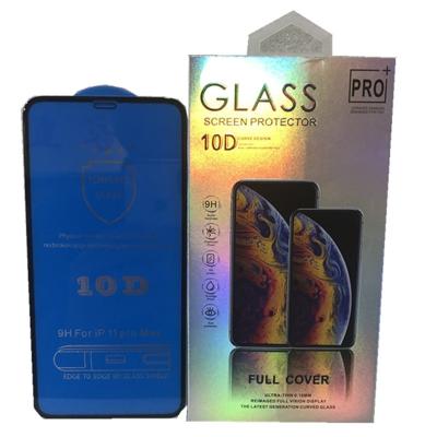 China Mobile phone 9H 0.3mm full tempered glass 10D glue screen silk printing protector for iphone11/6/7/8/X/XR/XSmax for sale