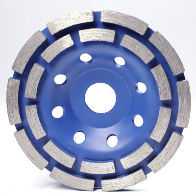 China Fast Speed ​​Wholesale 125mm Double Row Diamond Cup Wheel Concrete Granite Cup Polishing Wheel for sale