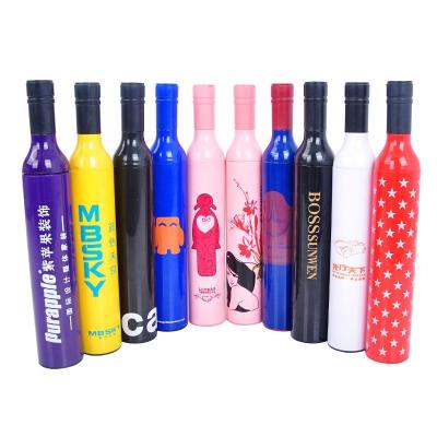 China Colorful Logo Price Water Bottle Umbrella Custom Artisan Promotional Cheap Price Wine Bottle Folding Umbrella for sale