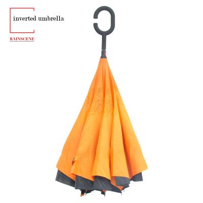 China Novelty Custom Magic Double Layer Handle Upside Down Umbrella for sale