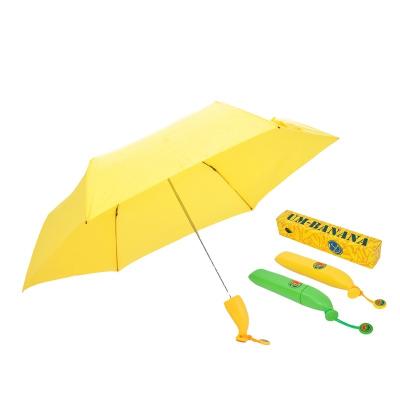 China Mini Banana Shape Umbrella Casual Portable Short Handle Umbrella UV Protection 3 Folds Compact Umbrella for sale