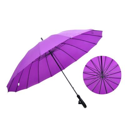 China Modern Custom Purple Ribs Strong Windproof Advertising 16 Color Straight Umbrella for sale