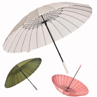 China Modern Promotion Custom Umbrellas With Logo Printing 24K Rain Windproof Manual Open Umbrella With PU Leather Handle Straight Umbrella for sale