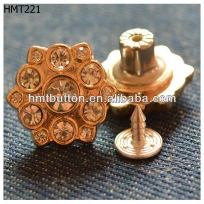 China Diamond Fashion Metal Sustainable Crystal Jeans Button for sale