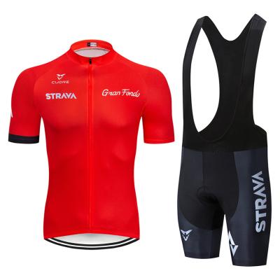 China Strava Breathable Team Cycling Jersey 20D Bib Set Bicycle Clothing MTB Uniform Quick Dry Bike Clothes Men's Maillot Culotte Short Suit for sale