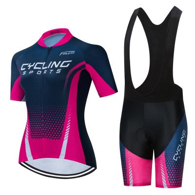 China 2021 TeleyiPro Team Cycling Jersey Set Women MTB Cycling Wear Short Sleeve Breathable Cycling Anti-UV Cycling Clothes Uniform for sale