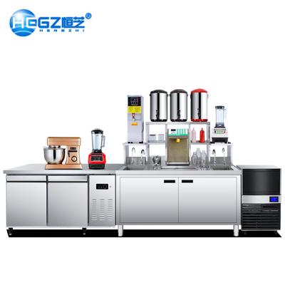 China Space Saving 1.2m/1.5m/1.8m/2m Full Set Length Customized Stainless Steel Bubble Tea Bar Counter Milk Tea Work Table For Sale for sale