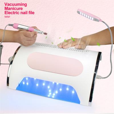 China ABS+stainless steel high quality 72w pink 3 in I nail dust collector with lamp drill machine 25000rpm UV nail cleaner for sale