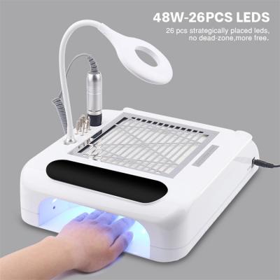 China High Quality 48w Metal 6 in 1 Manicure Machine Nail Remover with Drill Lamp Hand Pillow Nail Dust Vacuum Cleaner for sale