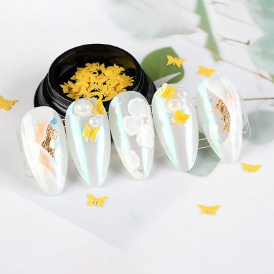 China Fashion and New 2022 Luxury Pure Handmade Wood Paste Mini Manicure Butterfly Jewelry Small Ins Style Butterfly Three-Dimensional Nail Accessories for sale