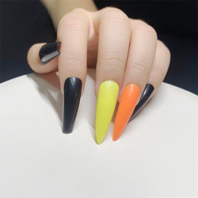 China French Artificial Nail Shop Mixed Color Solid Color Blue Box Full Cover Ballet Fake Nail Nails To-Coffin Fake Nails for sale