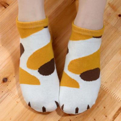 China New Ukraine Autumn Cotton Jacquard Kawaii Cats Paw Socks Funny Striped Short Socks Woman Girls Lovely QUICK DRY Animal Cartoon Socks for sale