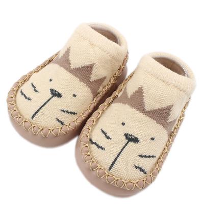 China Spring and autumn new breathable cartoon children's floor soft leather bottom socks and non-slip cotton baby socks for sale