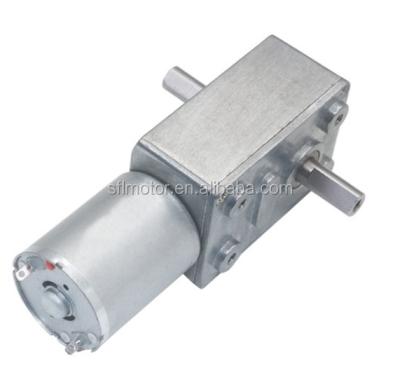 China 370 Self-locks Dc Totally Enclosed Worm Gear Motor Dual Shaft 6v 12v 24v for sale