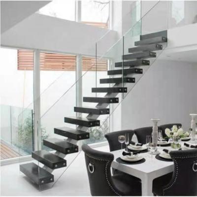 China Modern Wonderful Wood Stair Steps Parts Timber Tread Floating Stairs Glass Stair Handrail for sale