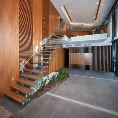 China Modern Villa Stairs Laminated Glass Barrier Railing U Shape Stairs for sale