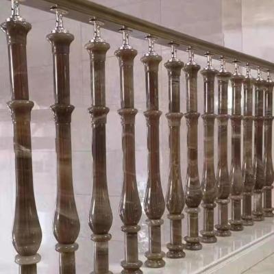 China Modern Home Interior Stair Railing Luxury Aluminum Material Luxury Balustrade Design Jade Aluminum Marble Pillars for sale