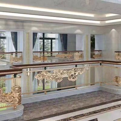 China Modern Stainless Aluminum Stair Railings Design Cast Aluminum Handrail Gold Plated Stair Railings Stairs Enclosure for sale