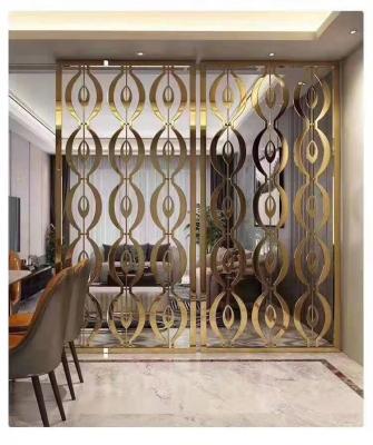 China Minimalist Laser Cut Gold Room Divider Stainless Steel Screen Panel Custom Decorative Metal Screen For Elevator And Interior Room for sale