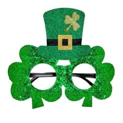 China Shamrock Shamrock Shamrock Clover Glass Headwear Party Beer Party St Patricks Day Decorations Newcomer St Patricks Day Plastic Glasses Funny Hat Glasses Green for sale