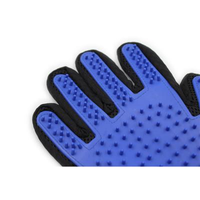 China Good Quality Sustainable Cleaning Blue TPR Fiber Dog Pet Grooming Mitt Brush for sale