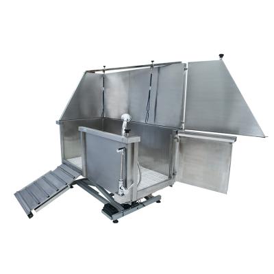 China Stainless Steel Sustainable Electric Lifting Bathtub Two Doors With Protective Board for sale