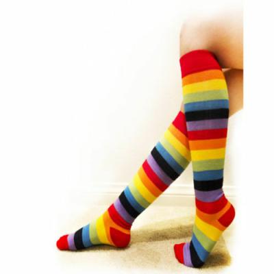 China Antibacterial Christmas Design Striped Sport Over The Knee Pure Cotton Socks for sale