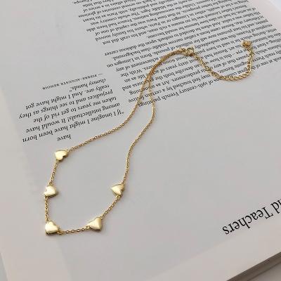 China Fashion Trendy Heart Necklaces Stack Choker 925 Sterling Silver Gold Plated Necklace Women Jewelry for sale