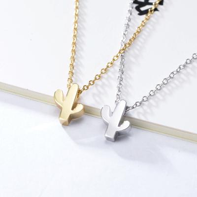 China Trendy Minimalist Jewelry Girls Cactus Necklaces Gold Plated 925 Sterling Silver Cartoon Necklace for sale