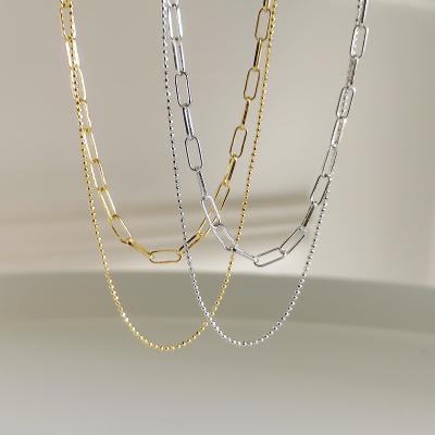 China FASHIONABLE Elegant Gold and Silver Double Layer Chain 925 Sterling Silver Choker Layered Women Necklaces for sale