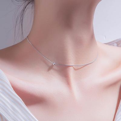 China FASHIONABLE Minimalist Jewelry Sterling Silver Bead Snake Chain Sterling Silver Choker Necklace for Women for sale