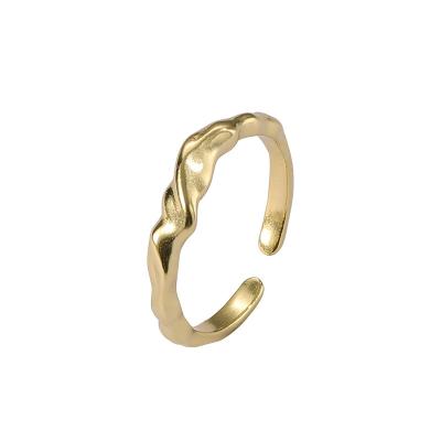 China Trendy simple design irregular women open the end Ring Gold Plated 925 Sterling Silver Rings Jewelry for sale