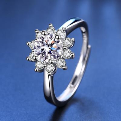 China Romantic Women Wedding 925 Sterling Silver Rings High Quality 1ct Moissanite Engagement Jewelry Rings for sale