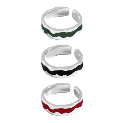 China Three FASHIONABLE men's 925 Sterling Silver Rings of Ring Irregular Wrinkle Adjustable Rings of color couples for sale