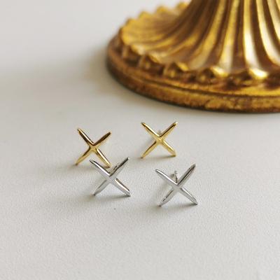 China TRENDY Star Shape Studs Gold Plated Letter X Earrings Women Jewelry 925 Sterling Silver Earrings for sale