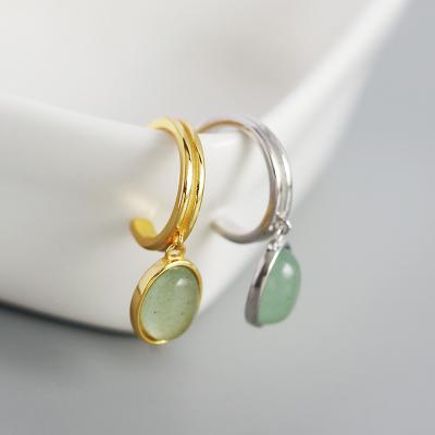 China CLASSIC Elegant Women's Earrings Gold Plated Jade Pendant 925 Sterling Silver Earrings Jewelry for sale