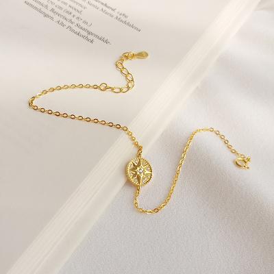 China Fashion 925 Sterling Silver Charm Bracelets Women Trendy Gold Plated Bracelets Zircon Star Coin Jewelry for sale