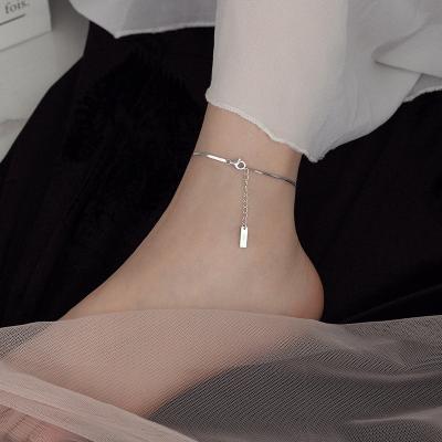 China 2022 Wholesale TRENDY 18k Gold Plated Fashion Jewelry 925 Sterling Silver Snake Chain Women Girls Foot Anklets for sale