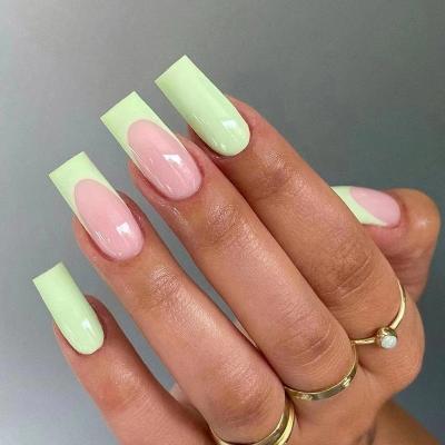 China Novel Design Custom Design Luxury Personality Long Coffin Oval Finger Nails Full Cover Art Press On Acrylic Nails Artificial Tips for sale