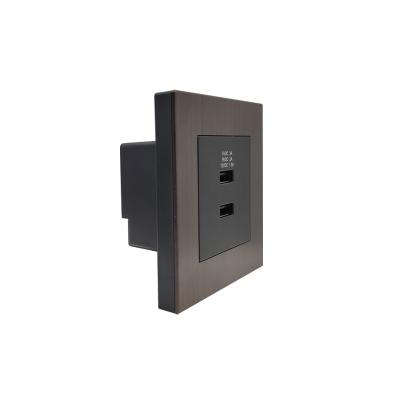 China Factory Direct Sales 86*86mm Residential / Multipurpose Metal Board Double Color Dual USB Port Multi Charger for sale