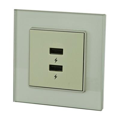 China Residential / Multipurpose Wholesale Glass Panel 86*86mm Dual USB Charger Socket Outlet for sale